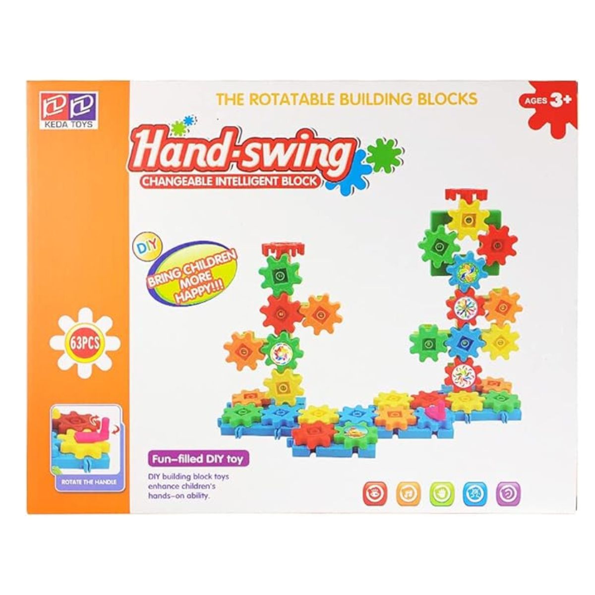 Bloco De Montar Infantil Engrenagem Hand-swing - Steam Toy