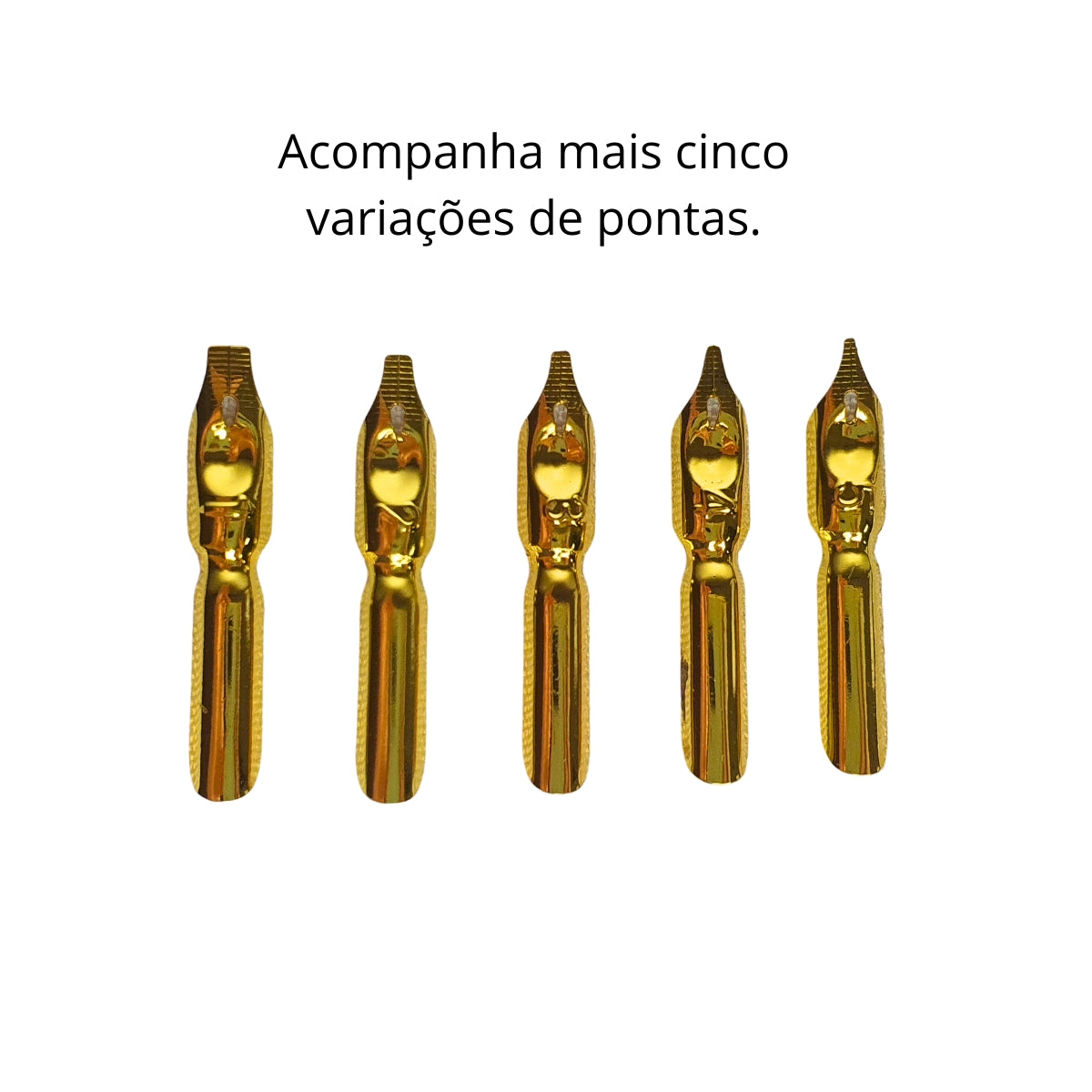 Kit Caneta Tinteiro com Pena de Metal Dourada - Modelo 2