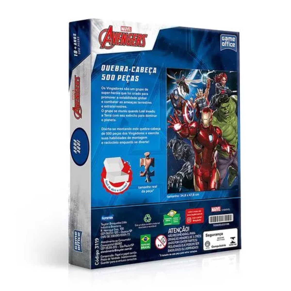 Quebra Cabeça Vingadores Avengers 500 Peças - Toyster