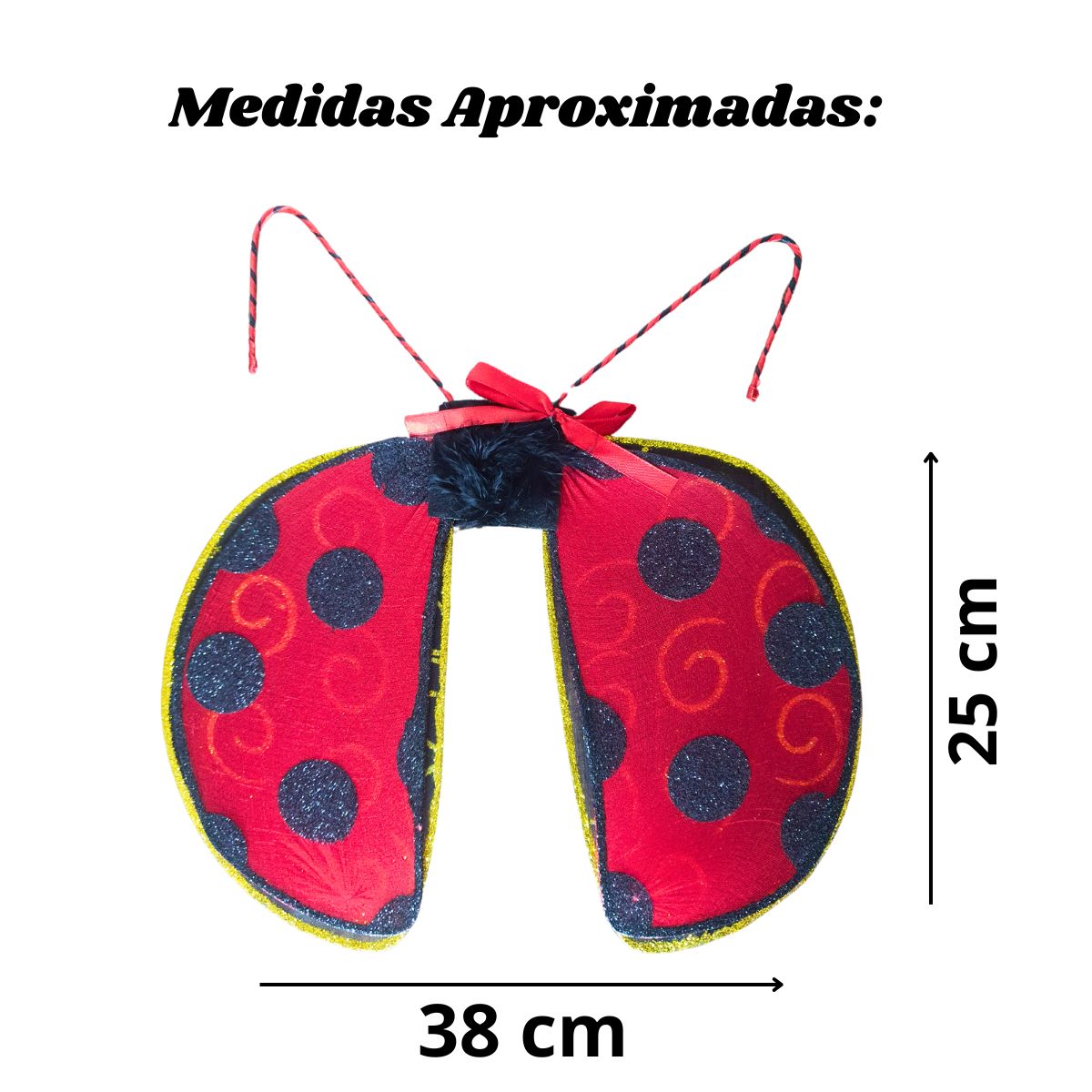 Kit Fantasia Joaninha Luxo Festa Carnaval Cosplay Asa + Meia Calça 5/8