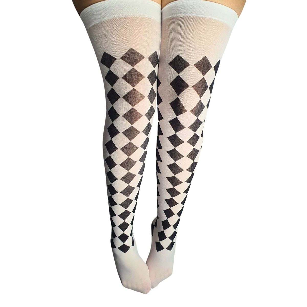 Meia Calça Quadriculada Para Fantasia Cosplay e Festa 5/8