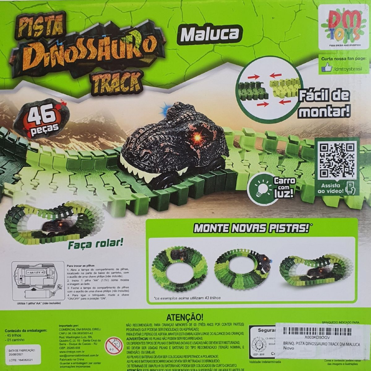 Pista Dinossauro De Carrinho Track Maluca 46 Peças - Dm Toys