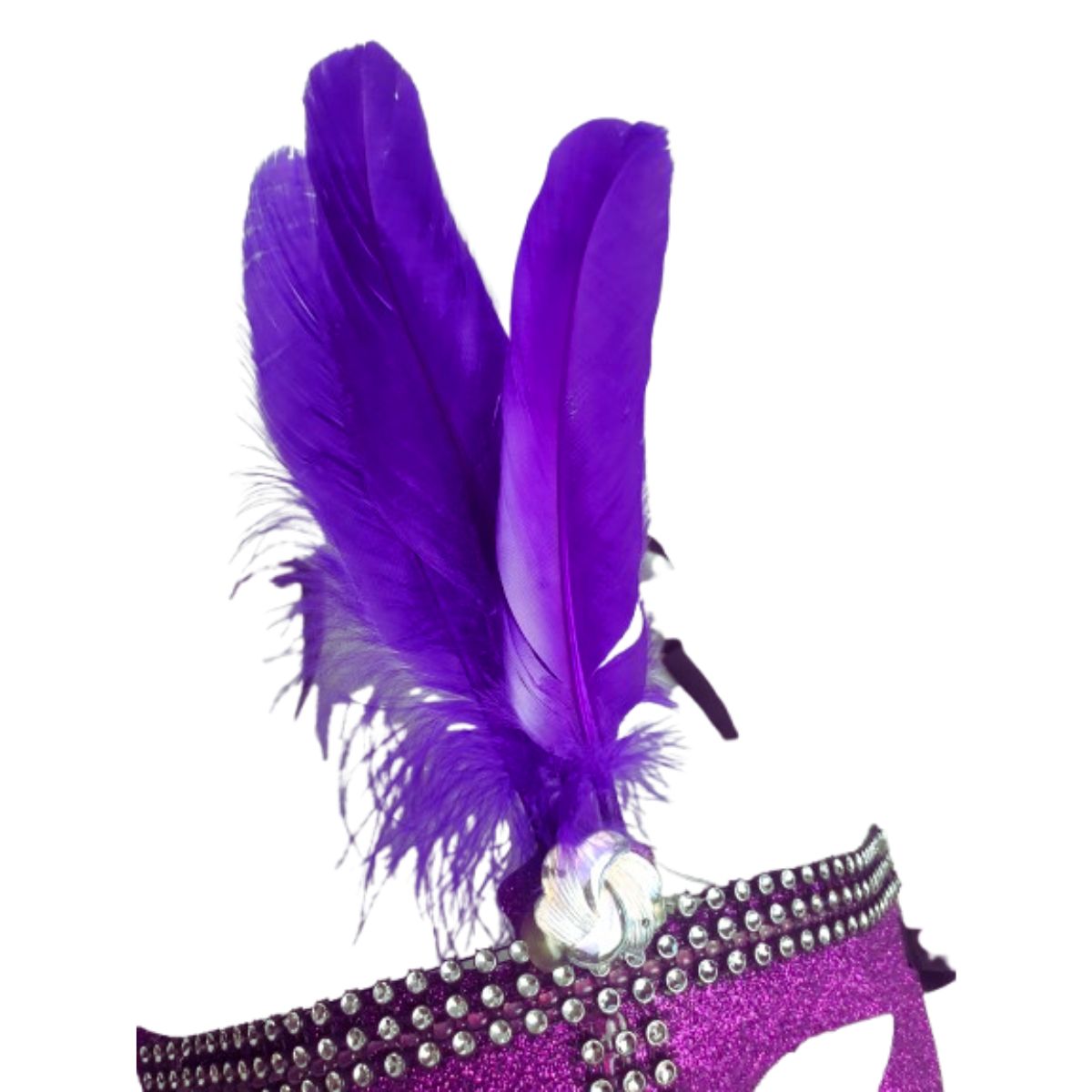 Máscara Fantasia Pena Glitter Festa Carnaval Roxo