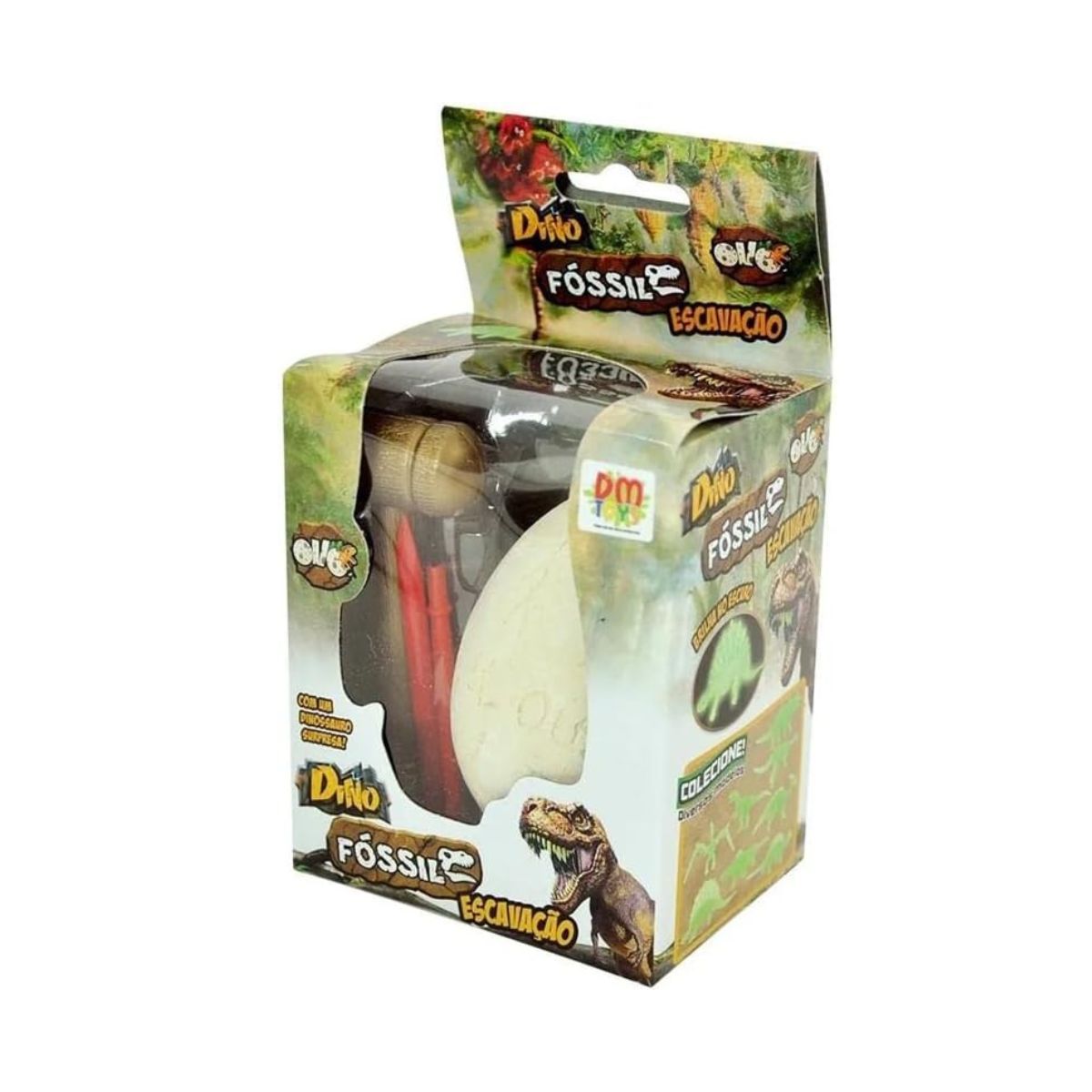 Kit Dino Fóssil Escavação Ovo Arqueologia - Dm Toys