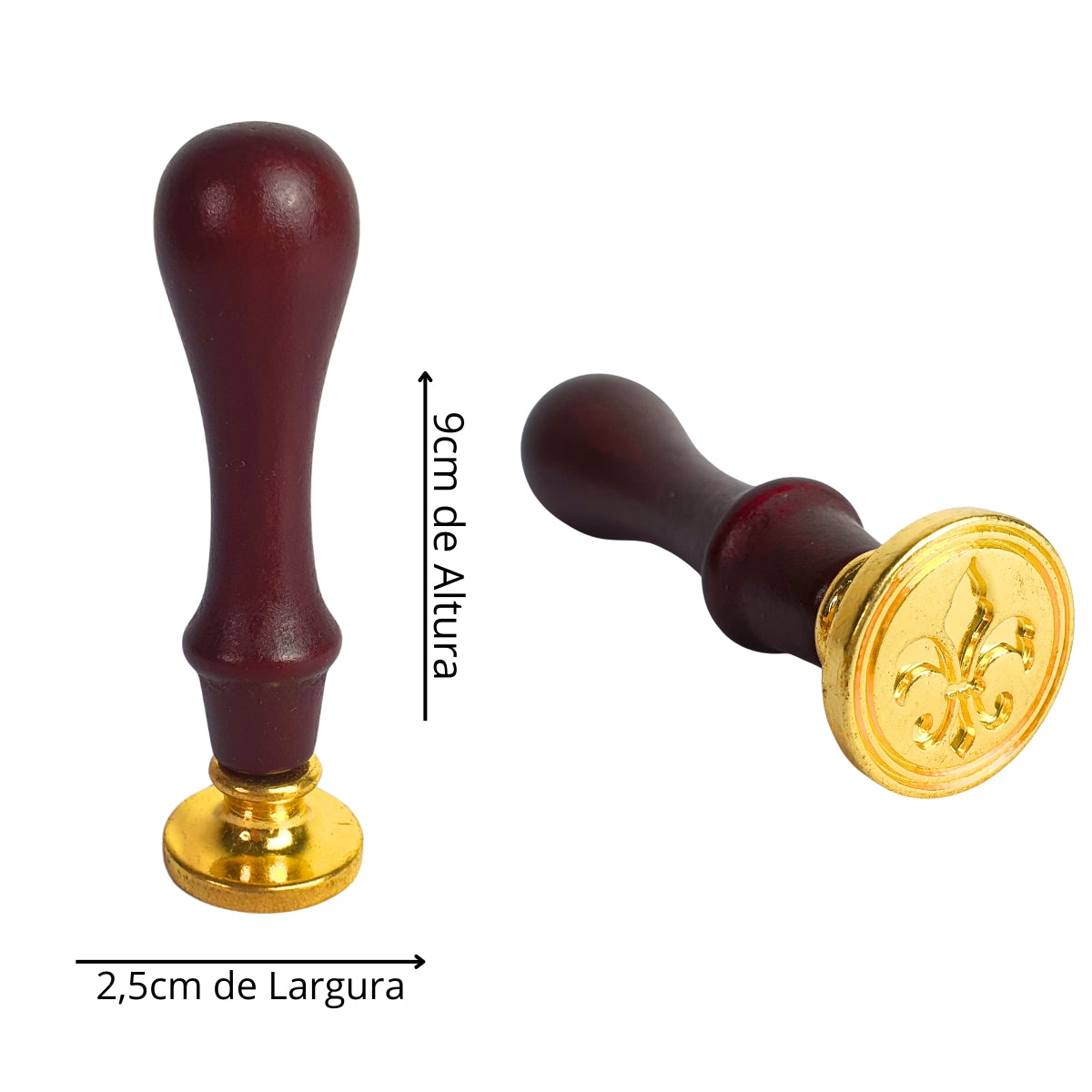 Kit Caneta Tinteiro de Pena Marrom com Engrenagens e Carimbo