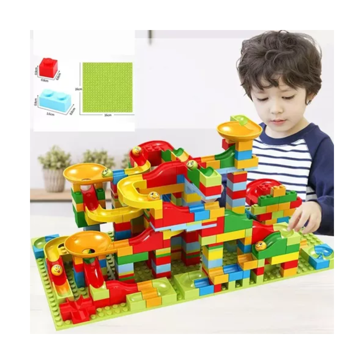 Brinquedo Pista Rola Bola Puzzle Blocos De Montar 340 Pçs - Steam Toys