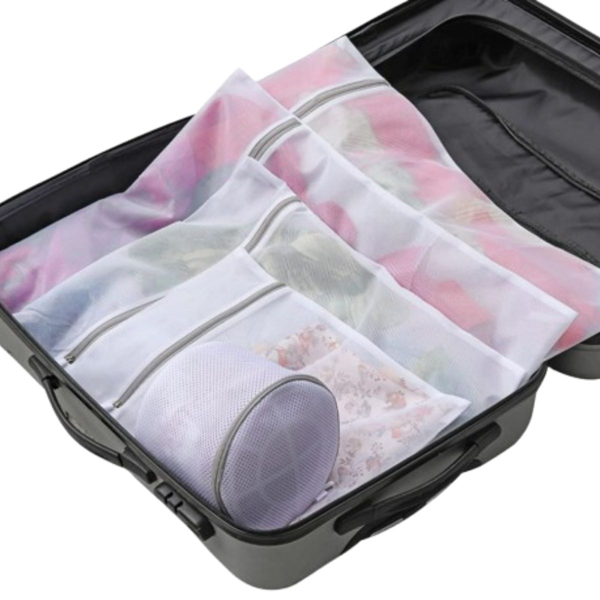 Kit Sacos De Lavanderia Para Lavar Roupa Com Zíper - 5 Peça