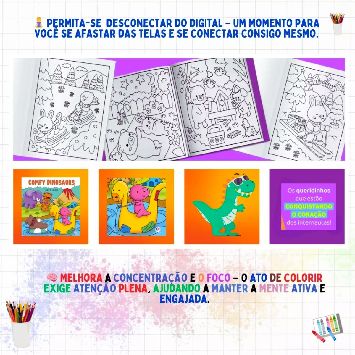 Livro Comfy Dinosaurs Bobbie Goods - Para Colorir / Relaxar / Atividades - Ciranda Cultural