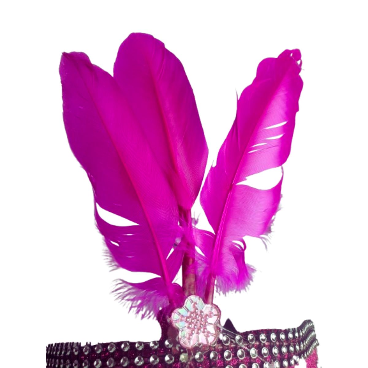 Máscara Fantasia Pena Glitter Festa Carnaval Rosa