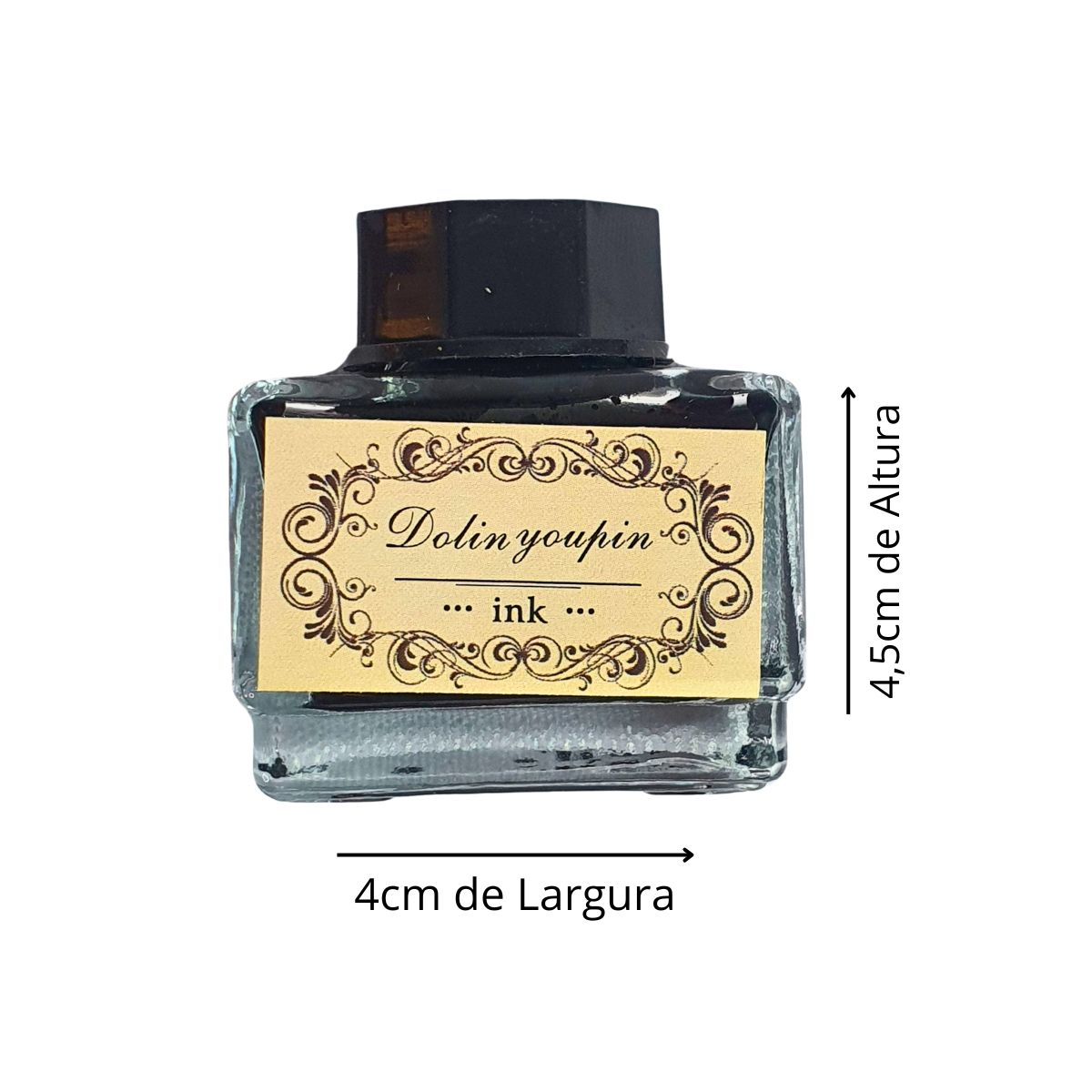 Kit Caneta Tinteiro Pena Engrenagem Marrom