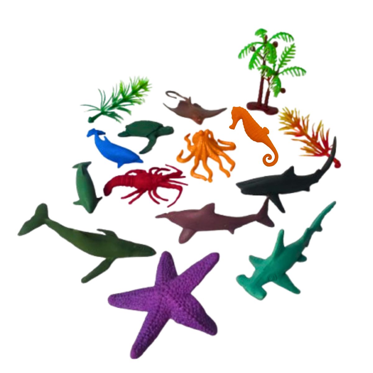 Kit Animais Da Arca Oceano Tubo Brinquedo 15 Peças - Nettoy