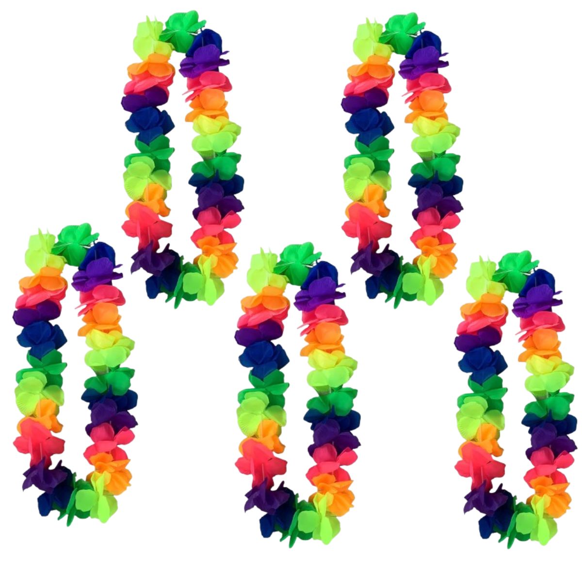 Kit 5 Colares Havaiano Festa Fantasia Carnaval Neon Luau