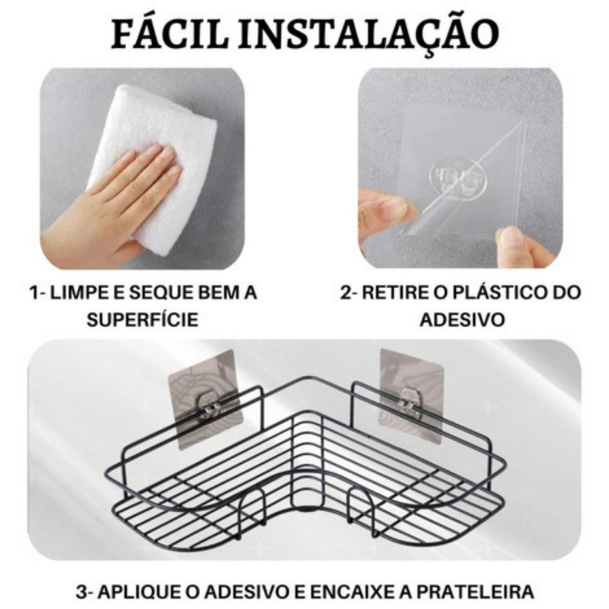 Suporte Porta Shampoo Preto Prateleira De Banheiro