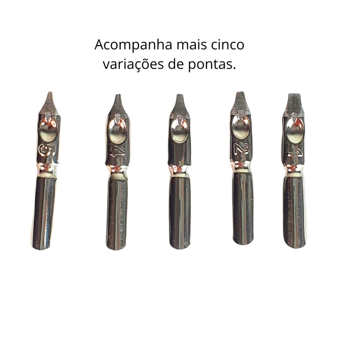 Kit Caneta Tinteiro Pena Laranja Antiga Simples