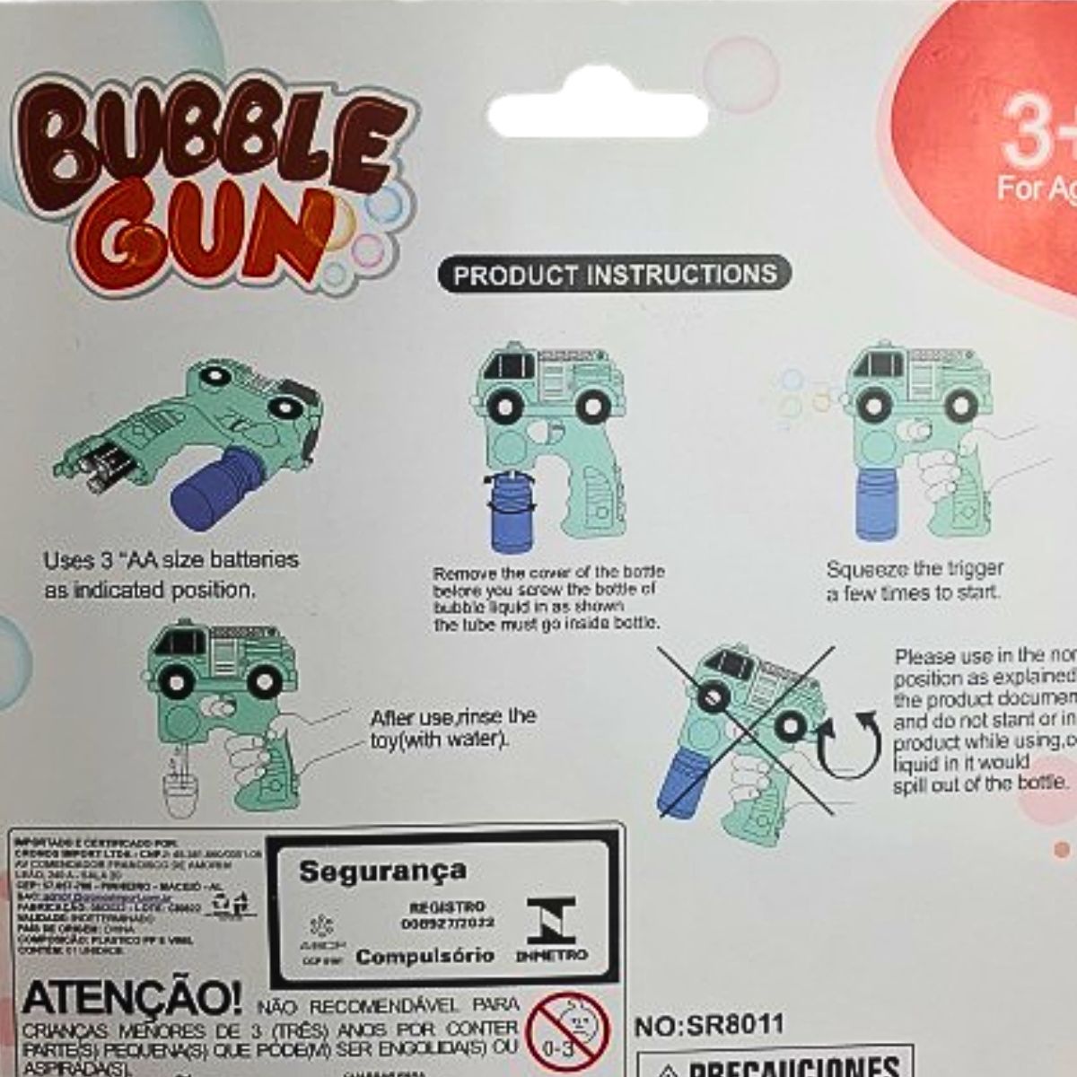 Brinquedo Pistola Lança Bolha Bombeiro Com Som E Luz