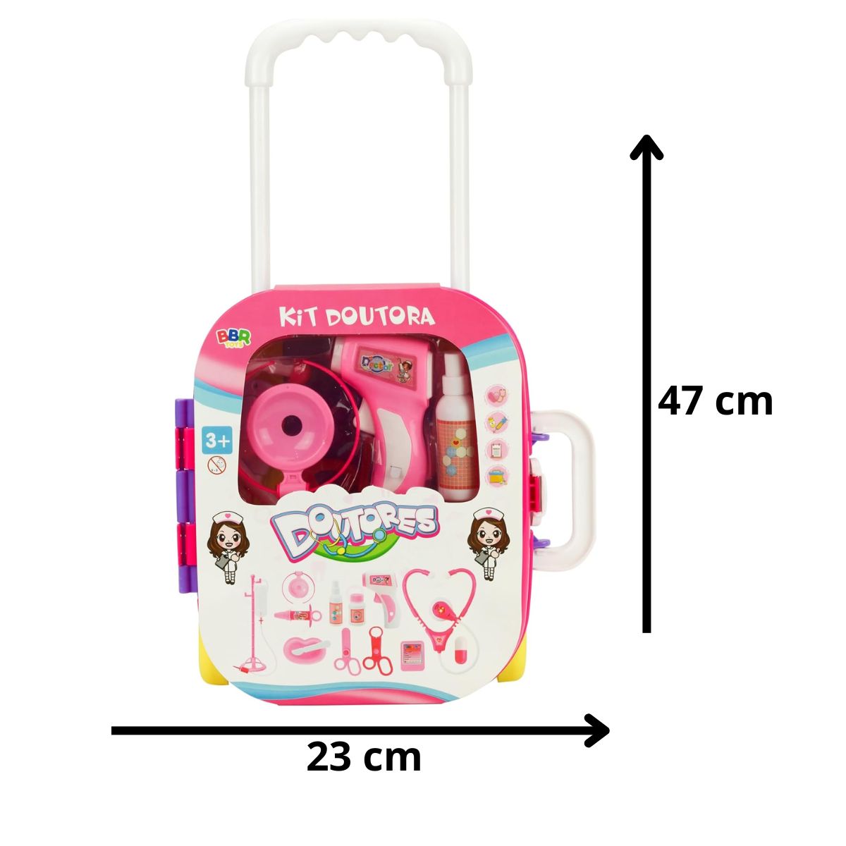 Kit Maleta Doutora Médica Com Rodinhas Som E Luz - Bbr Toys