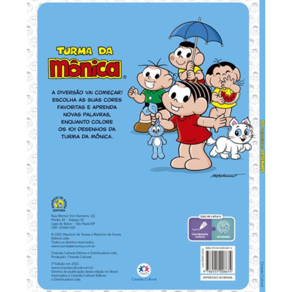 Livro Infantil Para Colorir 101 Primeiros Desenhos Turma Da Mônica - Ciranda Cultural