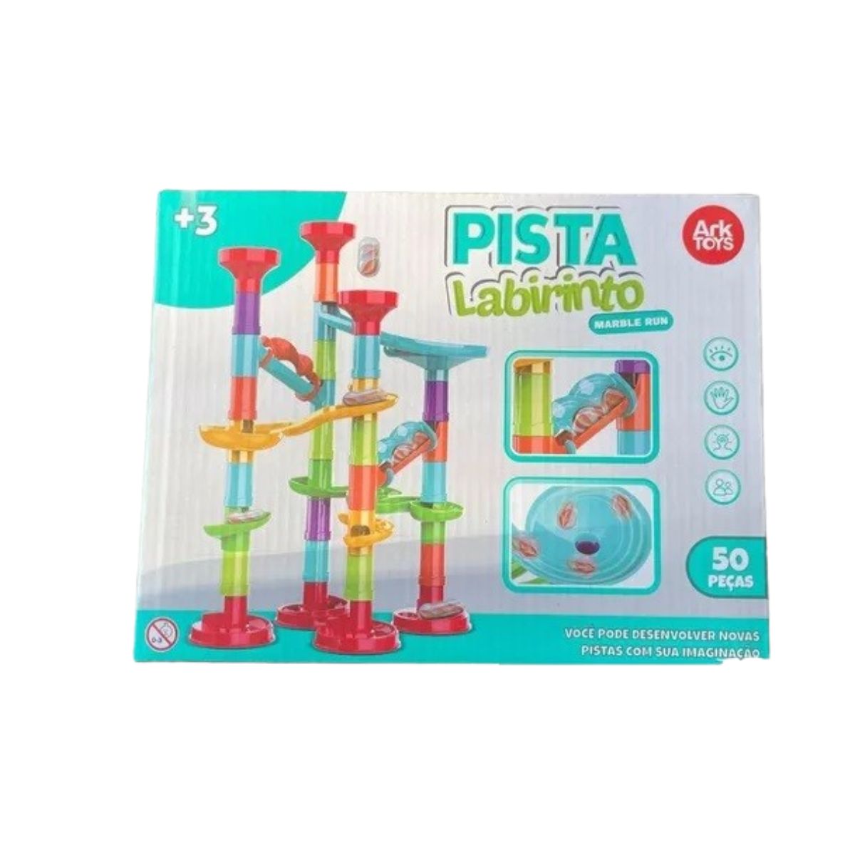 Pista De Corrida Labirinto Rola Bola 50 Peças - Ark Toys