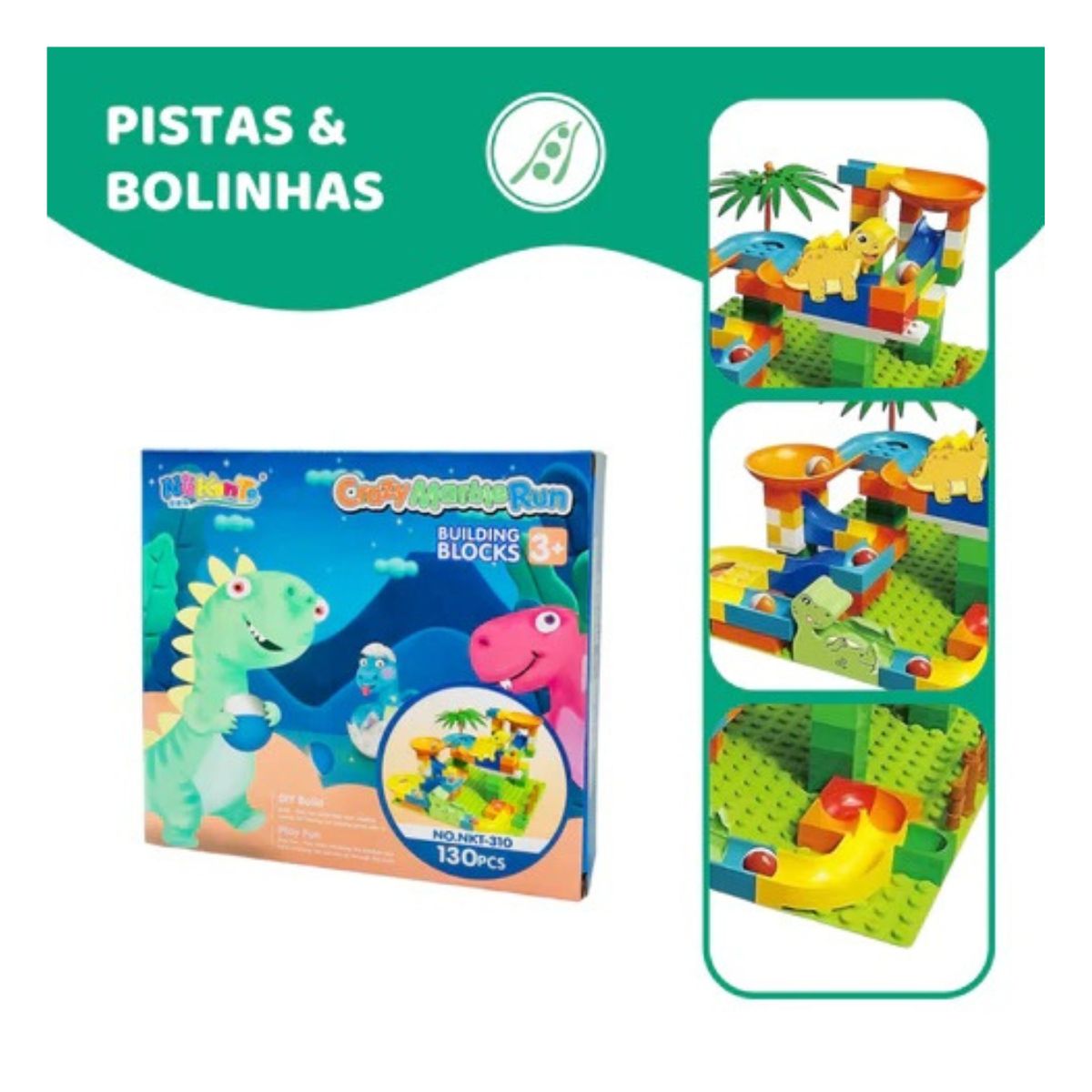 Rola Bola Dino 130 Peças Blocos De Montar Infantil - Steam Toy