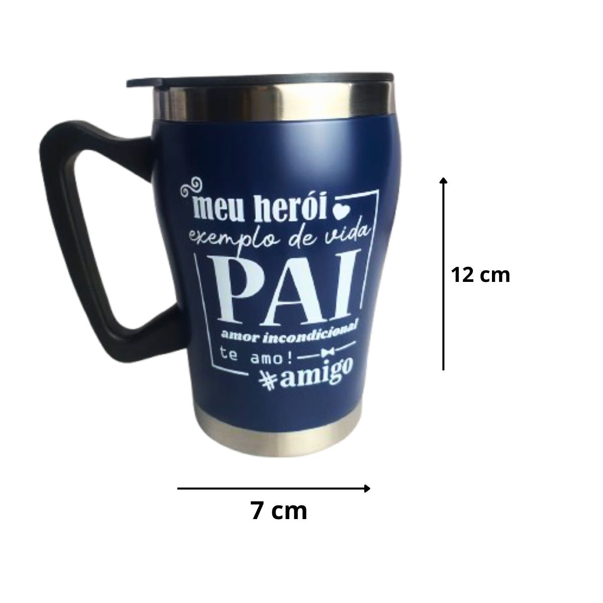 Caneca Térmica Inox Com Tampa Removível 350ml Dia Dos Pais - Azul