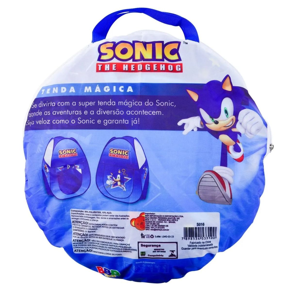 Barraca Tenda Mágica Infantil Sonic - Bbr Toys
