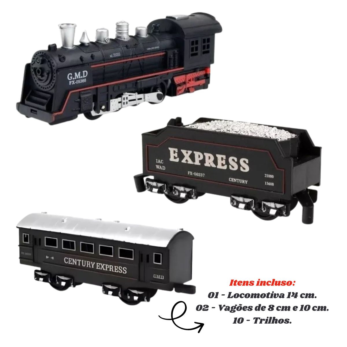 Brinquedo Pista Trem Locomotiva Com Som E Luz - Dm Toys