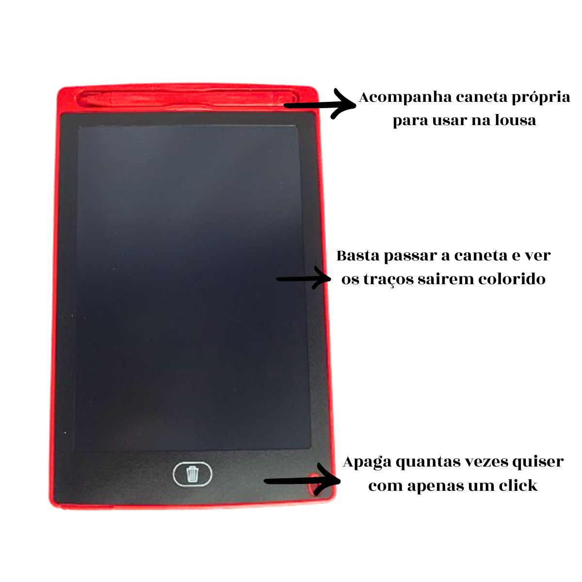 Lousa Magica Infantil Digital Tablet Vermelho Lcd 8.5