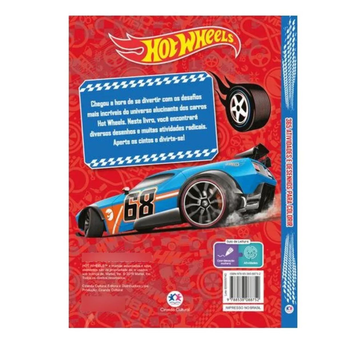 Kit Livro Hot Wheels - 365 Atividades E Desenhos Para Colorir + Kit Mini Carro Colors