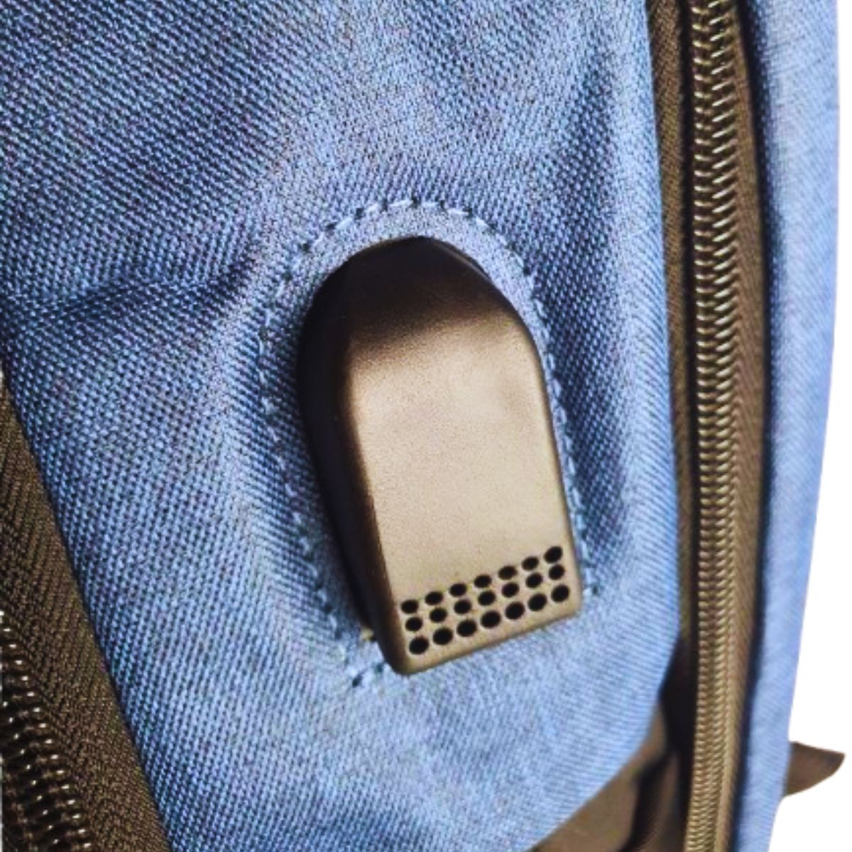 Mochila Antifurto Impermeável Azul Usb Com Trava E Código