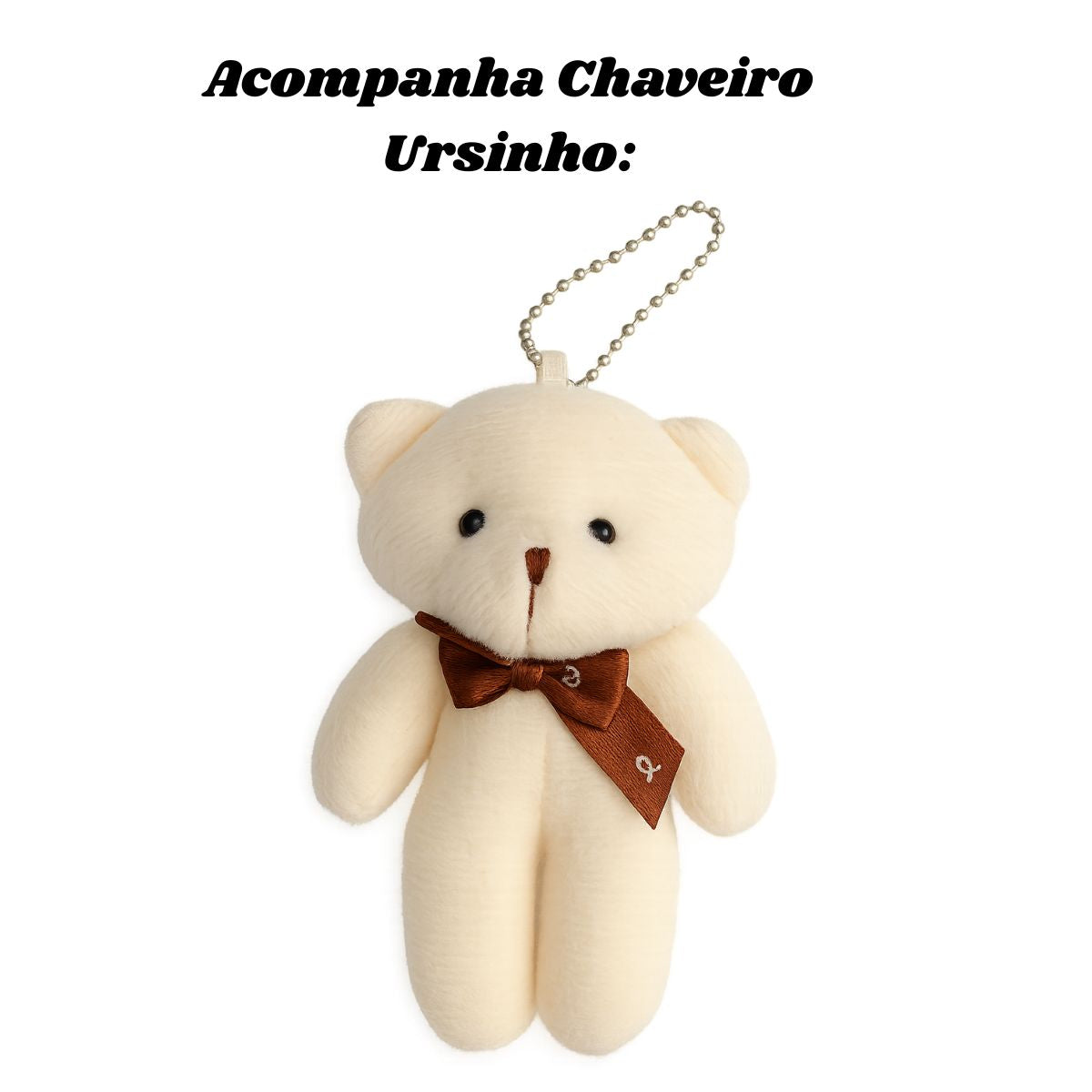 Mochila Bolsa Costas Feminina Com Chaveiro Ursinho Cinza