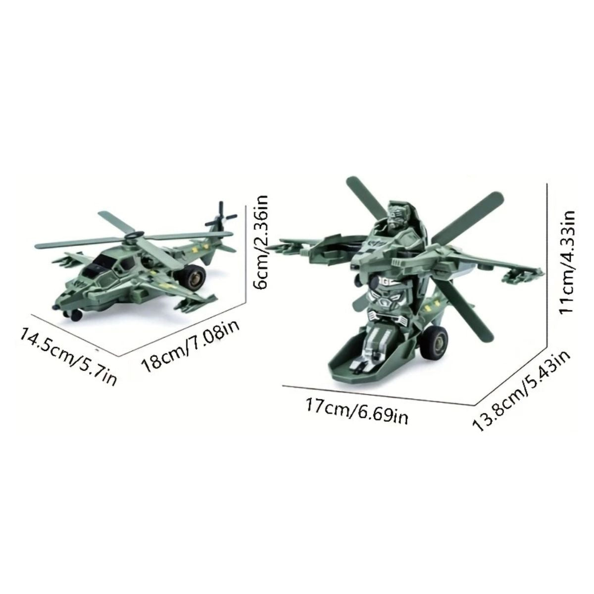 Robô Transformável Fricção Bate E Vira Helicóptero Sortido