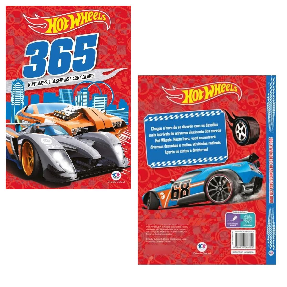 Kit Livro Hot Wheels - 365 Atividades E Desenhos Para Colorir + Kit Mini Caminhões De Construção Aeroporto