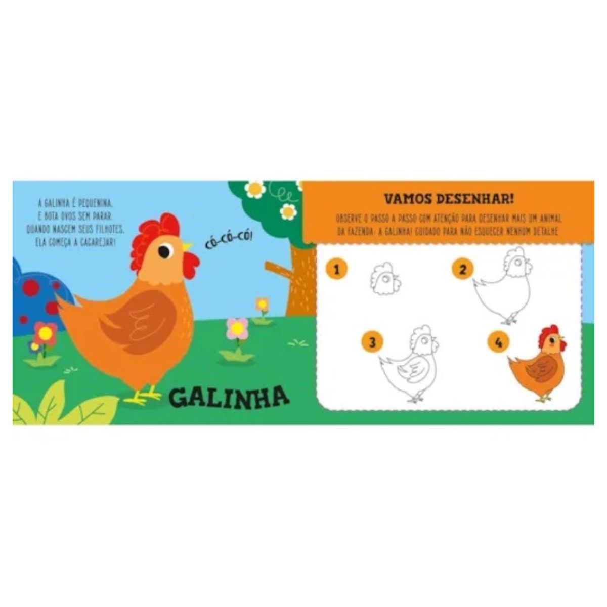 Kit 2 Livros Infantil Animais da Fazenda: Livro Tapete - Meu Livrão de Colorir + Lousa Magnética - Ciranda Cultural