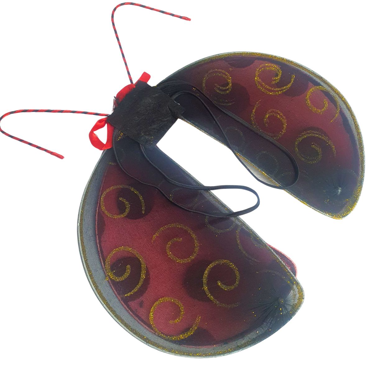 Kit Fantasia Joaninha Luxo Festa Carnaval Cosplay Asa + Meia Calça 5/8