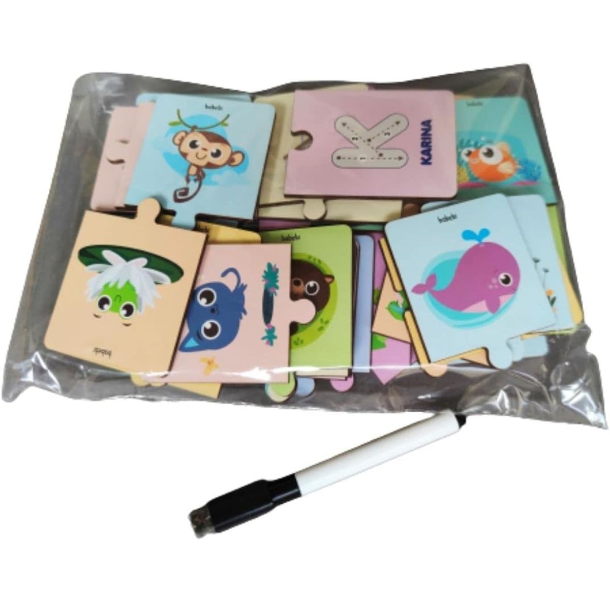Quebra-cabeça Educativo Didático Alfabeto Ilustrado / Escreva E Apague - Babebi