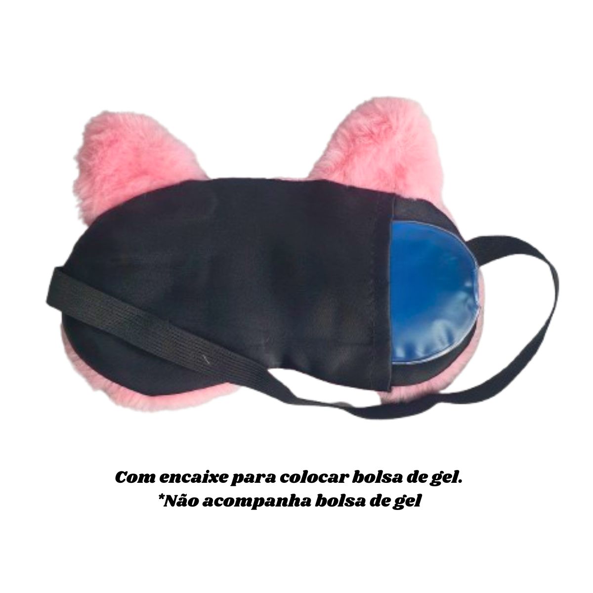 Máscara De Descanso / Tapa Olhos Pelúcia Gato Rosa