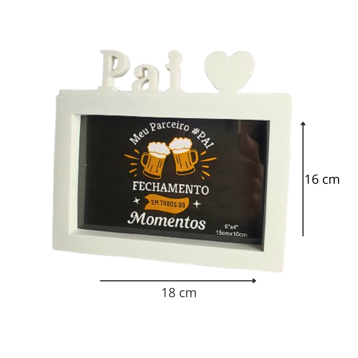 Porta Retrato Pai M2 Decoração Coração / Dia Dos Pais - Branco