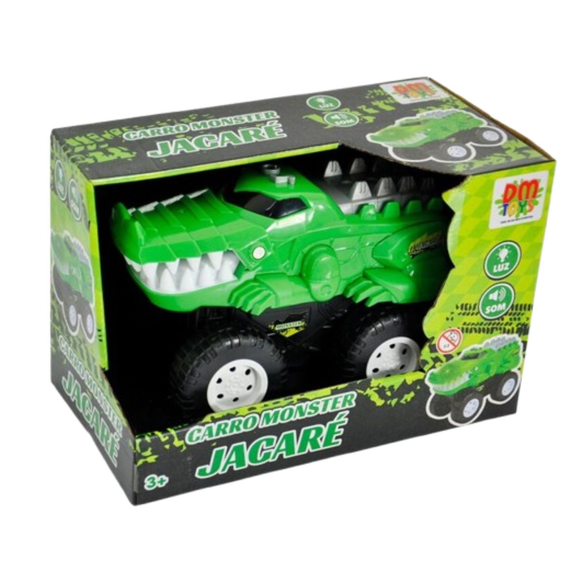 Brinquedo Carro Monster Jacaré Com Luz E Som - Dm Toys