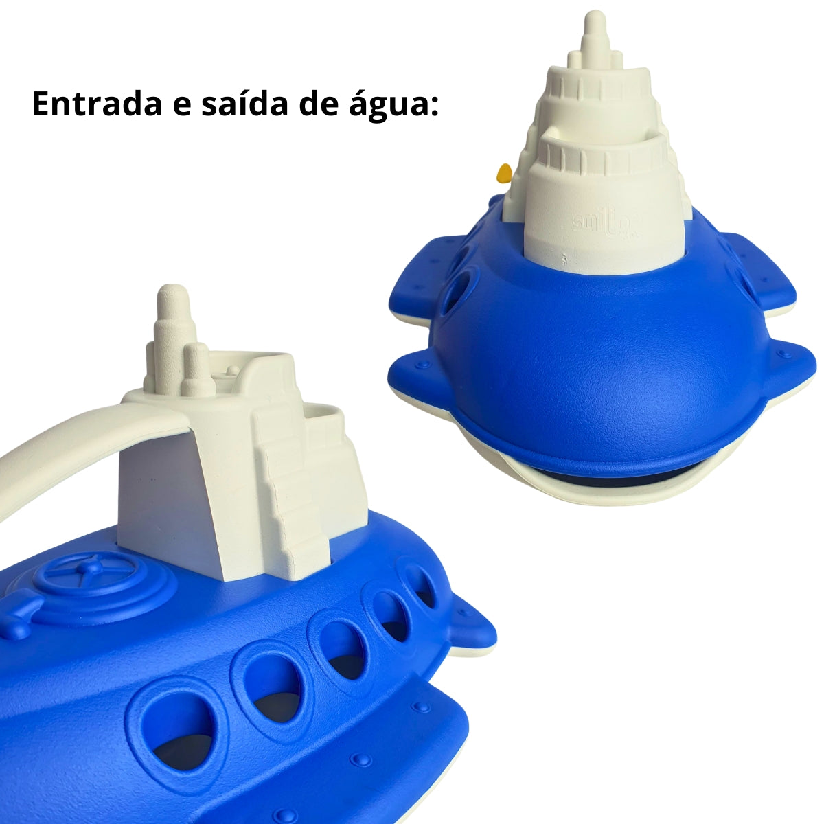 Submarino Infantil Azul Com Branco - Brinquedo de Piscina e Praia