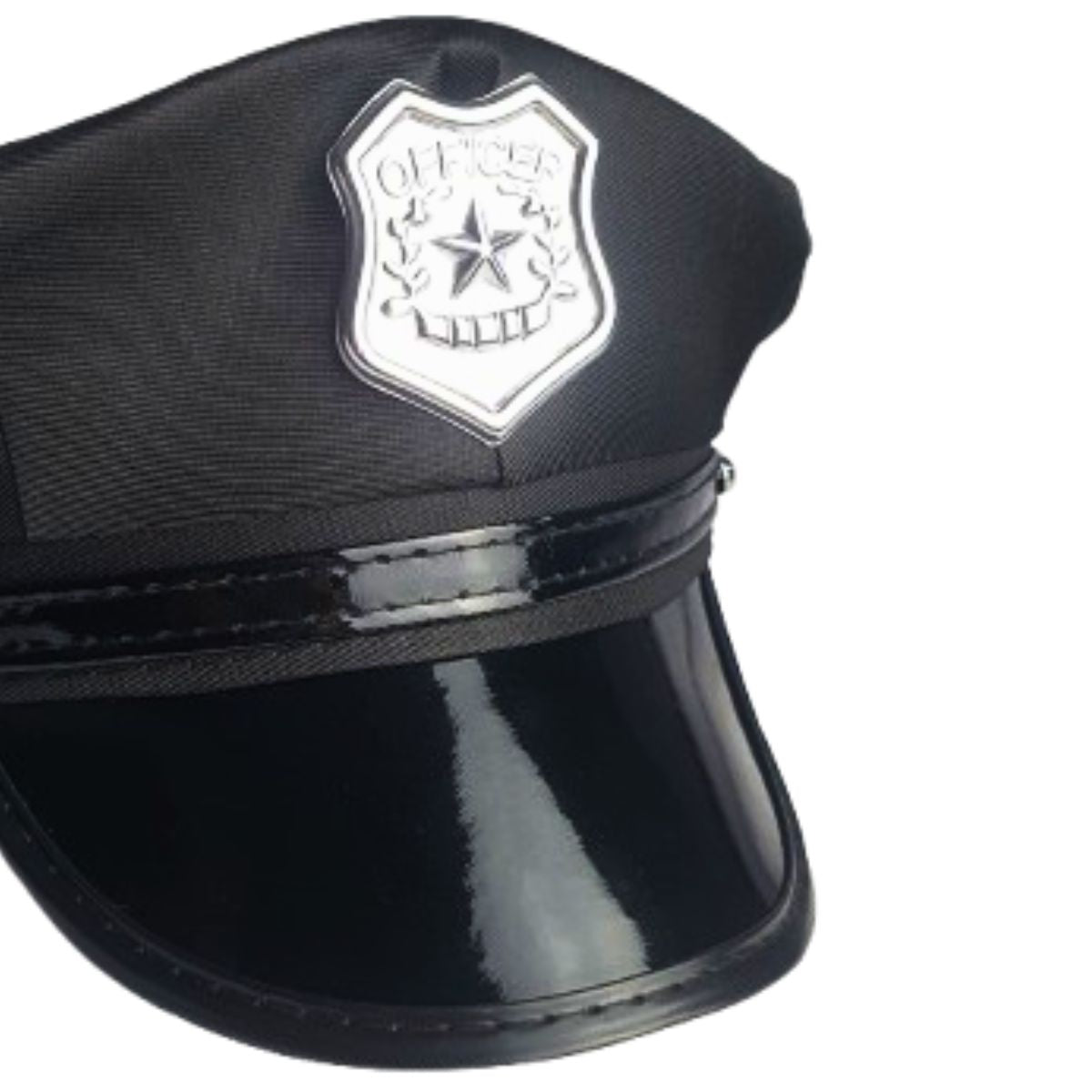 Chapéu Quepe Boina Policial Officer Preto Fantasia Cosplay