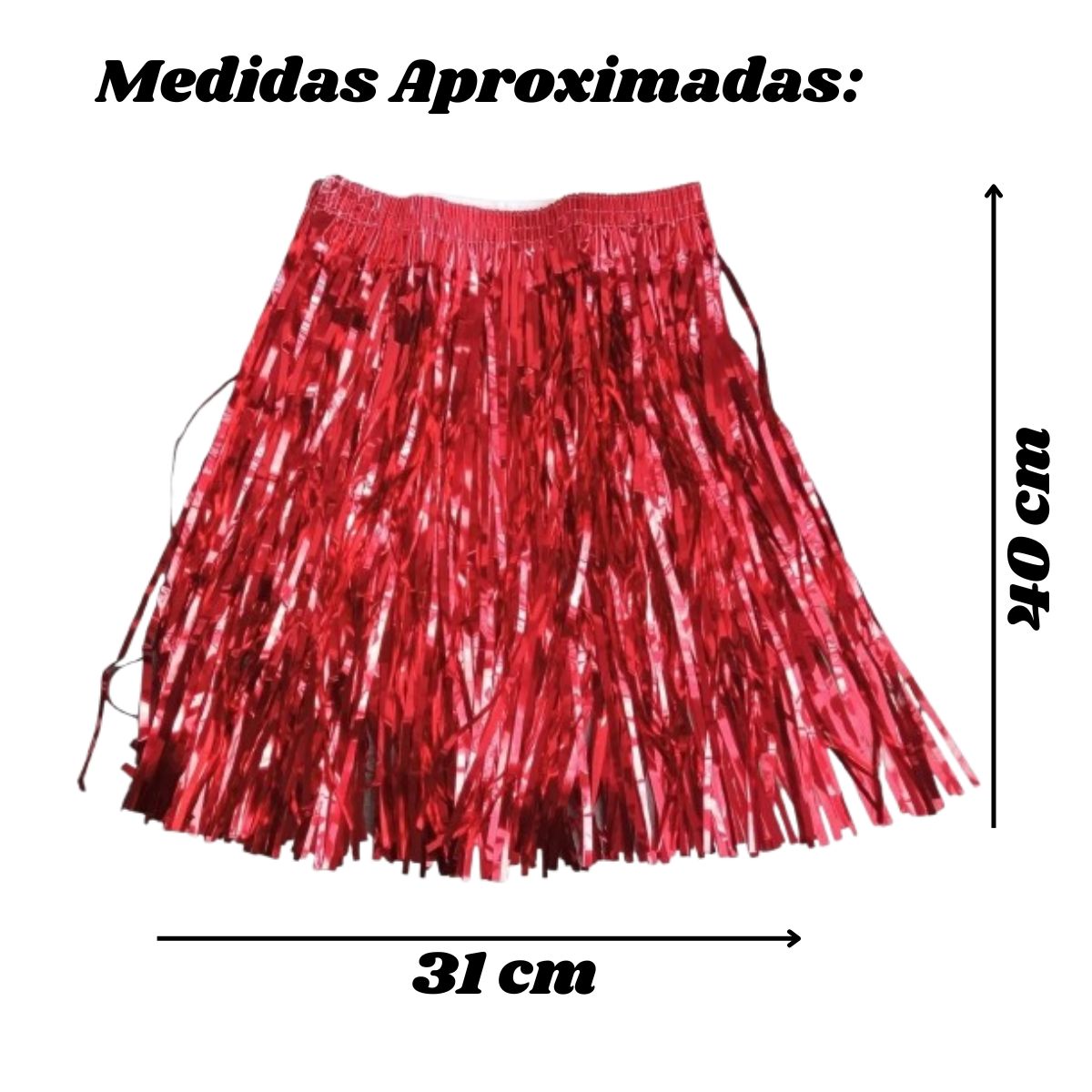 Kit Fantasia Máscara Pena Glitter E Saia Metalizada Vermelho