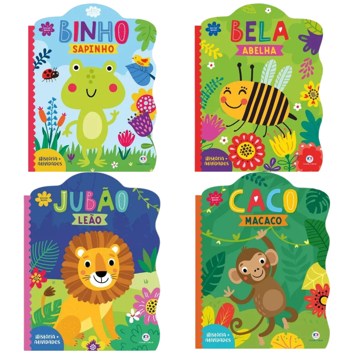 Kit 4 Livros Ciranda Cultural: Binho Sapinho, Bela Abelha, Jubão Leão E Caco Macaco - Livros Educativos Infantil, Ciranda Cultural