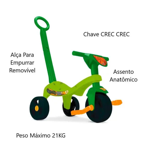 Triciclo Tchuco Dino Park Com Haste - Samba Toys