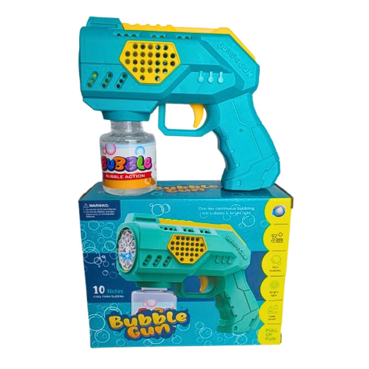 Brinquedo Pistola Lança Bolha Bubble Gun Verde Com Luz