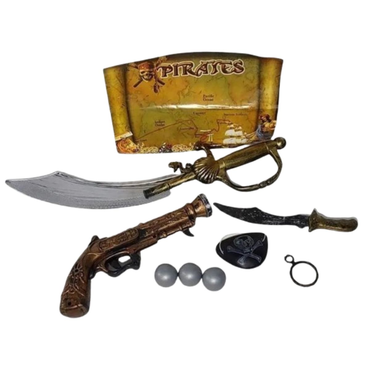 Kit Pirata Fantasia Cosplay Espada E Garrucha Guerreiro