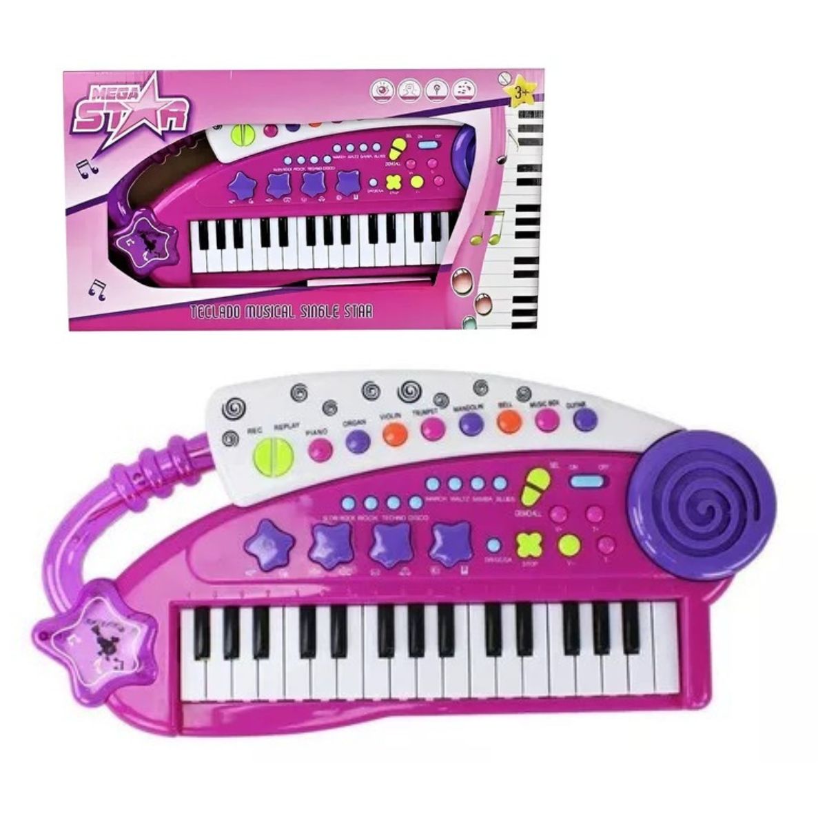 Brinquedo Teclado Musical Rosa Single Star - Bbr Toys