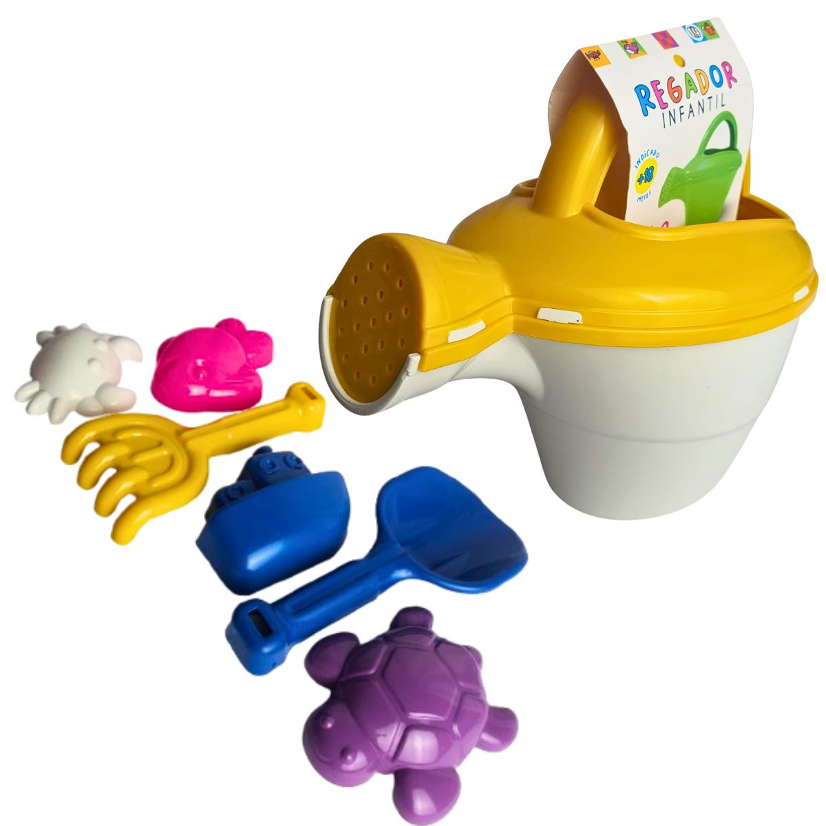 Kit Regador Infantil Praia Amarelo Com Branco - Smiling Kids