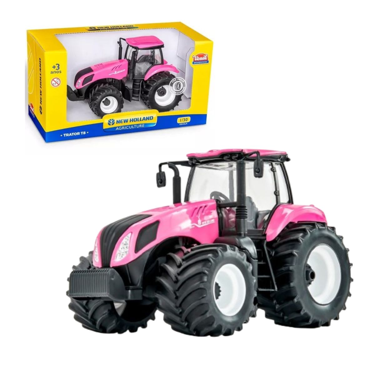 Brinquedo Trator New Holland T8 Agriculture Rosa - Usual