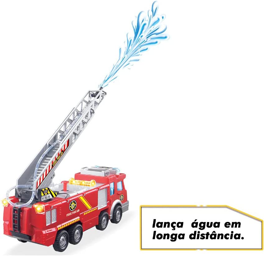 Carro de Bombeiro Lança Água Com Som e Luzes Realista Bbr Toys