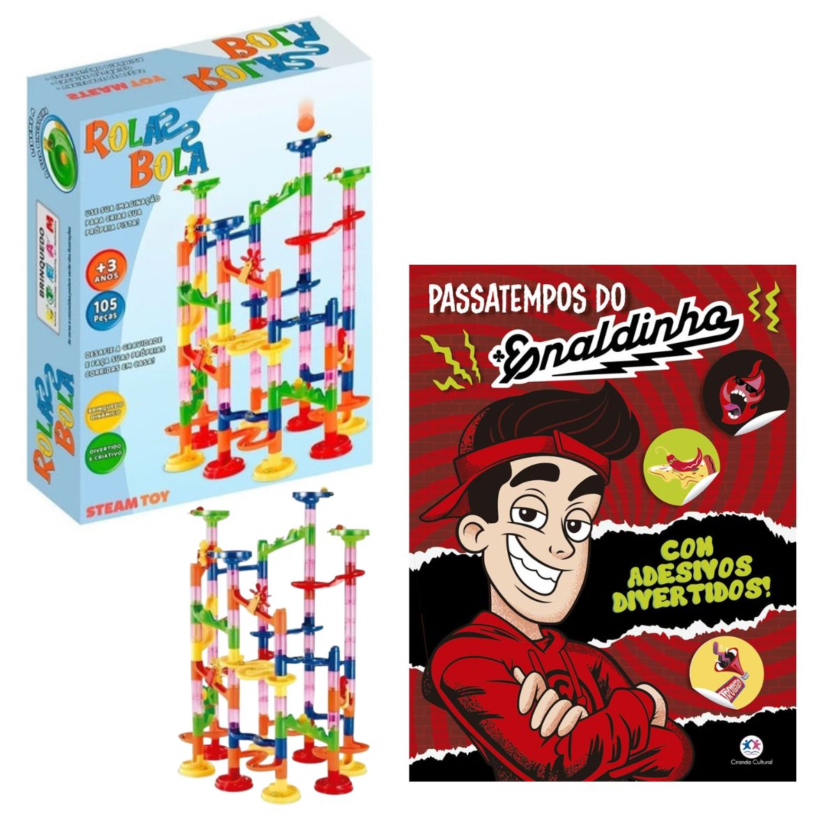 Kit Pista Rola Bola 105 Peças + Livro Passatempo Enaldinho